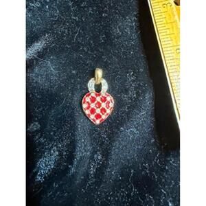 NIB Suzanne Somers Red Enamel Heart Lock Pendant